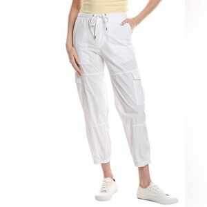 James Perse Women’s Poplin Cargo White Pant with Front & Cargo Pockets In Small